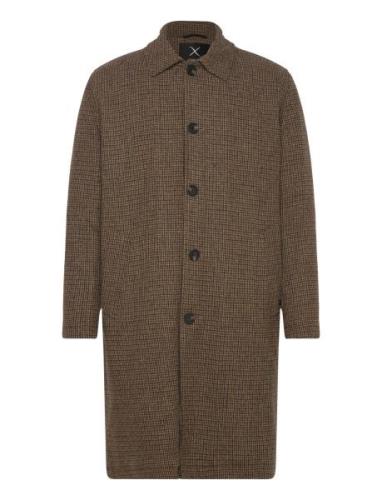 Carlos Check Coat Villakangastakki Pitkä Takki Khaki Green Clean Cut C...