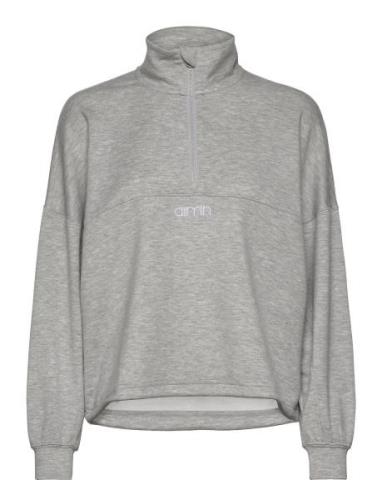 Light Grey Melange Comfy Half Zip Tops Sweat-shirts & Hoodies Sweat-sh...