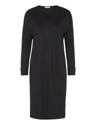 Viscose-Blend Long Sleeve Midi Dress, Daheva Polvipituinen Mekko Black...