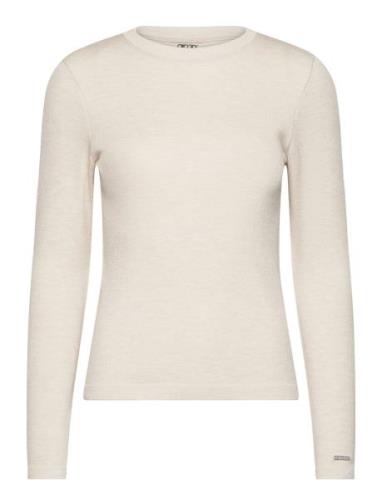 Ribbed Wool Long Sleeve Tops Knitwear Jumpers Beige Aim´n