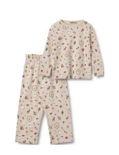 Nightwear Picoting Mila Pyjamasetti Pyjama Cream Wheat