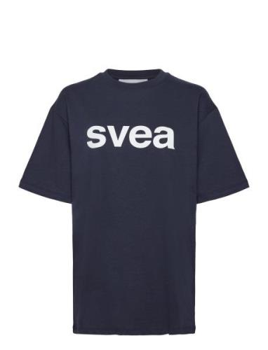 Smaustin Boxy Logo Ss T-Shirt Tops T-shirts Short-sleeved Navy Svea