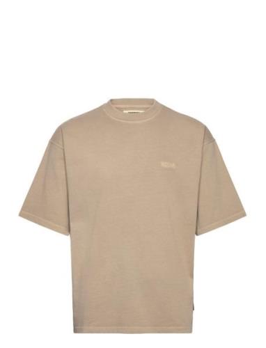 Wbbeam Washed Home Tee Tops T-shirts Short-sleeved Beige Woodbird