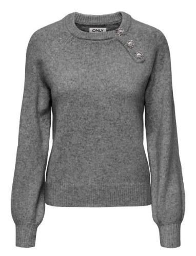 Onllauren Life Ls O-Neck Button Knt Tops Knitwear Jumpers Grey ONLY