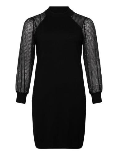 Carnaja Ls Sequins High Neck Dress Knt Lyhyt Mekko Black ONLY Carmakom...