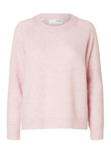 Slflulu Ls Knit O-Neck Noos Tops Knitwear Jumpers Pink Selected Femme