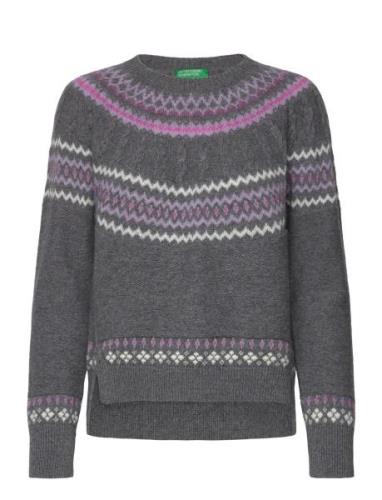 Sweater L/S Tops Knitwear Jumpers Grey United Colors Of Benetton