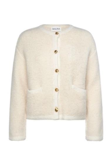 Carly Wool Blend Cardigan Tops Knitwear Cardigans Cream Malina