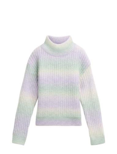 Cropped Knitted Pullover Tops Knitwear Pullovers Purple Tom Tailor