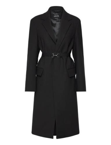 Structured Double Fabric Coat With Belt Villakangastakki Pitkä Takki B...