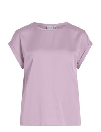 Viellette S/S Satin Top - Noos Tops T-shirts & Tops Short-sleeved Pink...