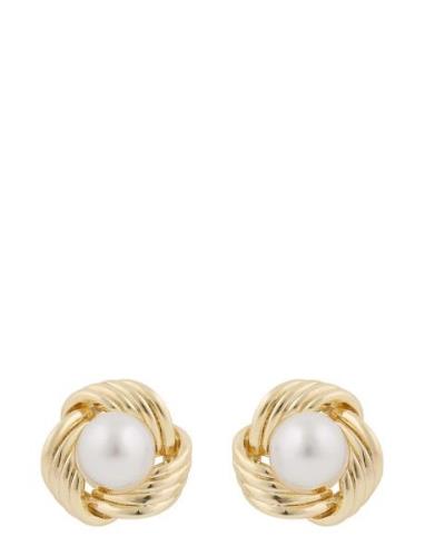 Soap Pearl Knot Ear G/White - Accessories Jewellery Earrings Studs Gol...