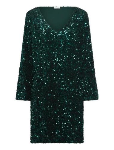 Vifaith V-Neck L/S Sequin Dress/Vol Lyhyt Mekko Green Vila