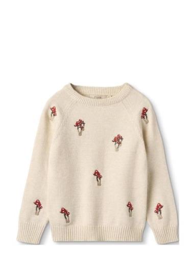 Benna Mushroom Pullover Tops Knitwear Pullovers Cream Fliink