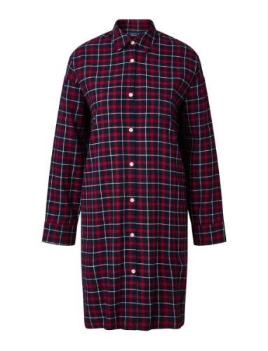 Luna Organic Cotton Checked Flannel Nightshirt Pyjama Red Lexington Ho...