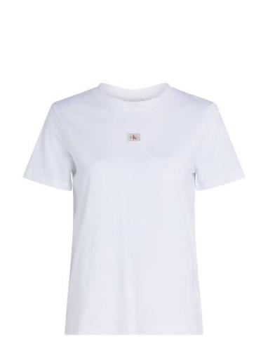 Woven Label Regular Jersey Tee Tops T-shirts & Tops Short-sleeved Whit...