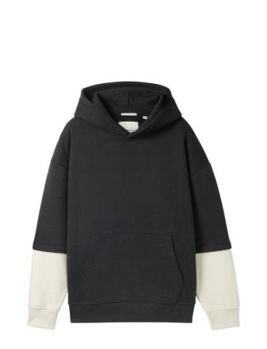 Over 2 In 1 Hoody Tops Sweat-shirts & Hoodies Hoodies Black Tom Tailor