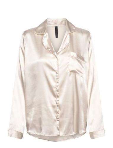 Satin Long-Sleeved Jacket Toppi White Hunkemöller