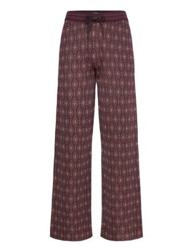 Jacquard Knitted Trousers Bottoms Trousers Wide Leg Burgundy Scotch & ...