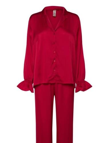 Set Satin Frill Pyjama Red Lindex