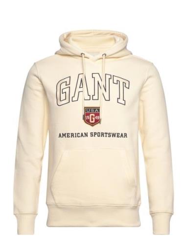 Graphic Hoodie Tops Sweat-shirts & Hoodies Hoodies Cream GANT