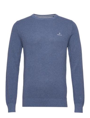 Cotton Pique C-Neck Tops Knitwear Round Necks Blue GANT