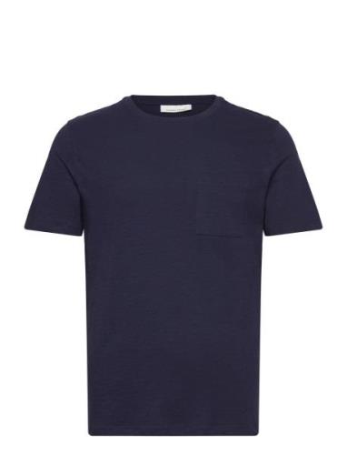 Cfthor Slub Yarn Tee Tops T-shirts Short-sleeved Navy Casual Friday