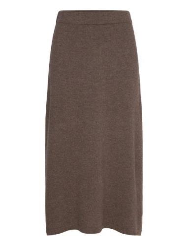 A-Line Skirt Polvipituinen Hame Brown Davida Cashmere