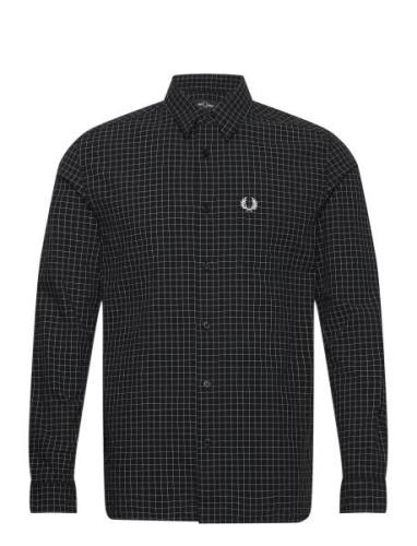 Grid Check Shirt Tops Shirts Casual Black Fred Perry