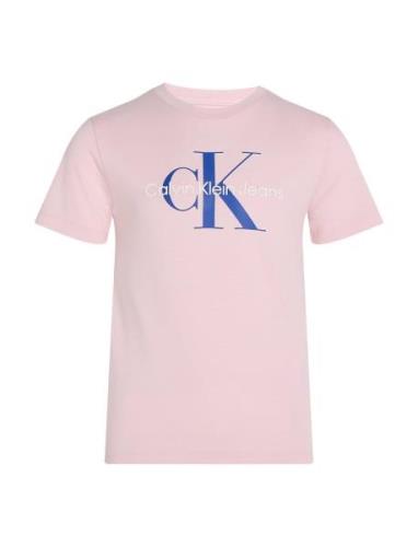 Ck Monogram Ss T-Shirt Tops T-shirts Short-sleeved Pink Calvin Klein