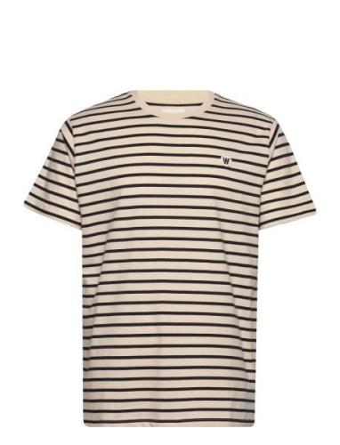 Wwace Stripe Tops T-shirts Short-sleeved Beige Double A By Wood Wood