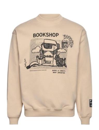 Book Shop Crewneck Tops Sweat-shirts & Hoodies Sweat-shirts Beige Pas ...