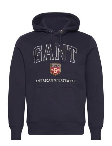 Graphic Hoodie Tops Sweat-shirts & Hoodies Hoodies Navy GANT