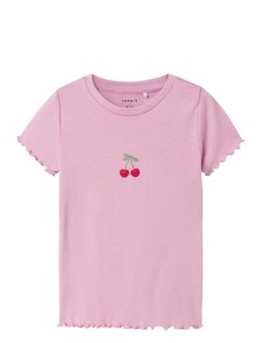 Nmflieve Ss Slim Top Tops T-shirts Short-sleeved Pink Name It