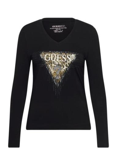 Ls Vn Triangle Tiger Tee Tops T-shirts & Tops Long-sleeved Black GUESS...