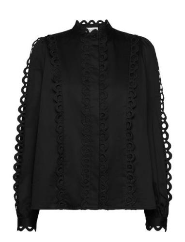 Lr-Isla Solid Tops Blouses Long-sleeved Black Levete Room