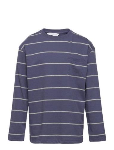 Charles Tops T-shirts Long-sleeved T-shirts Blue Mango