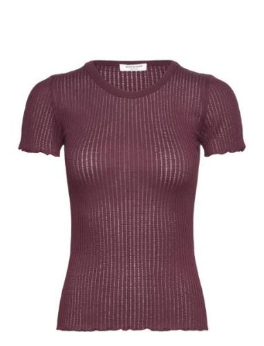 Belize Poinetelle T-Shirt Tops T-shirts & Tops Short-sleeved Burgundy ...