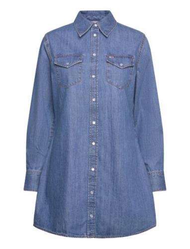 Regular Western Dress Lyhyt Mekko Blue Tommy Jeans