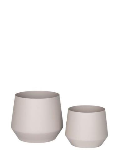 Berit - Flowerpot, Steel, Sand, Set Of 2 Home Decoration Flower Pots W...