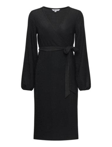 Sparkling Midi Wrap Dress Polvipituinen Mekko Black Bubbleroom