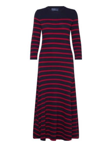 Striped Waffle-Knit Dress Maksimekko Juhlamekko Navy Polo Ralph Lauren