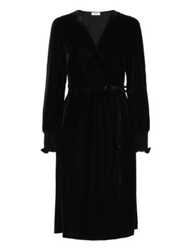 Aomi Wrap Dress Polvipituinen Mekko Black Rosemunde