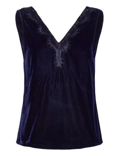 Aomi Lace Top Tops Blouses Sleeveless Navy Rosemunde