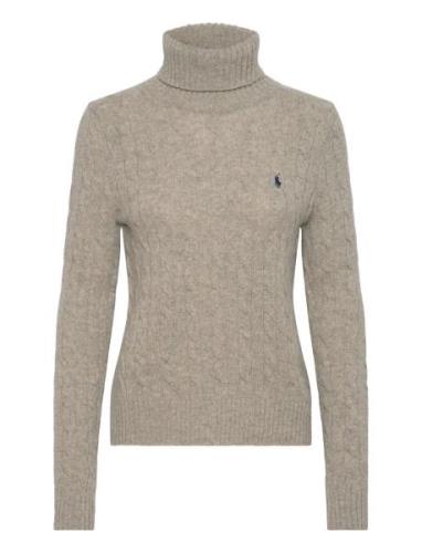 Wool-Cashmere Cable Turtleneck Sweater Tops Knitwear Turtleneck Grey P...