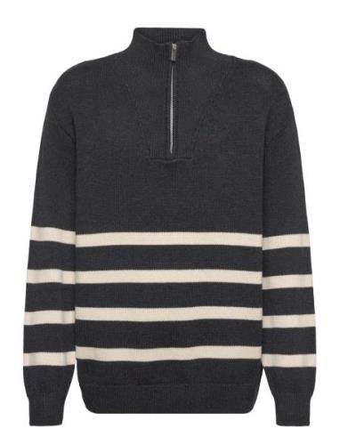 Sweater Knitted Halfzip Stripe Tops Knitwear Pullovers Navy Lindex