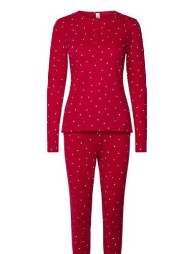 Henley Pyjama Aop Pyjama Red Lindex