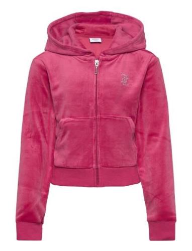 Jc Diamante Zip Thru Hood Tops Sweat-shirts & Hoodies Hoodies Pink Jui...