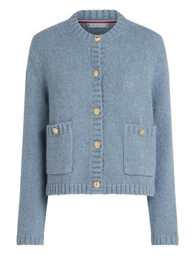 Textured Gold Button Lady Jacket Tops Knitwear Cardigans Blue Tommy Hi...