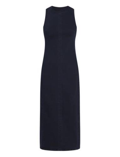 Long Column Denim Dress Polvipituinen Mekko Navy Calvin Klein Jeans